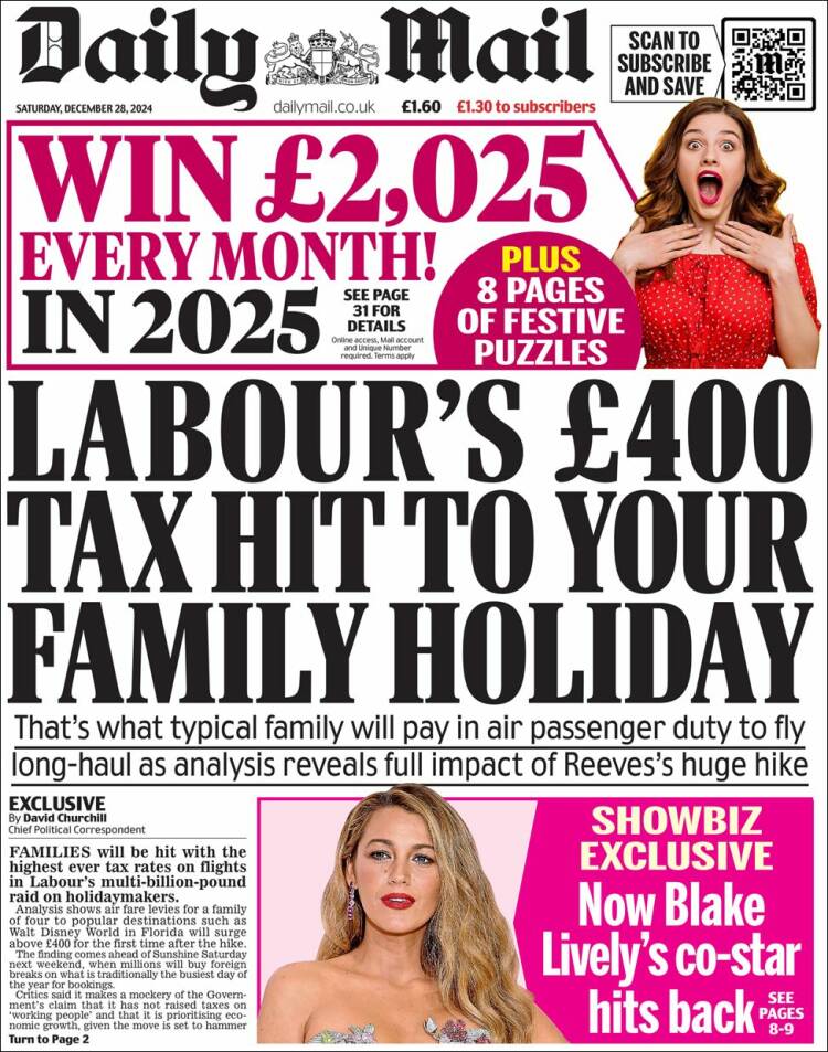 Portada de Daily Mail (Reino Unido)