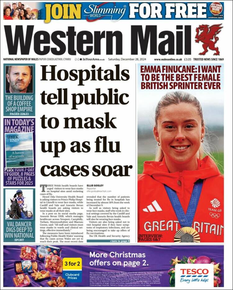Portada de Western Mail (Reino Unido)