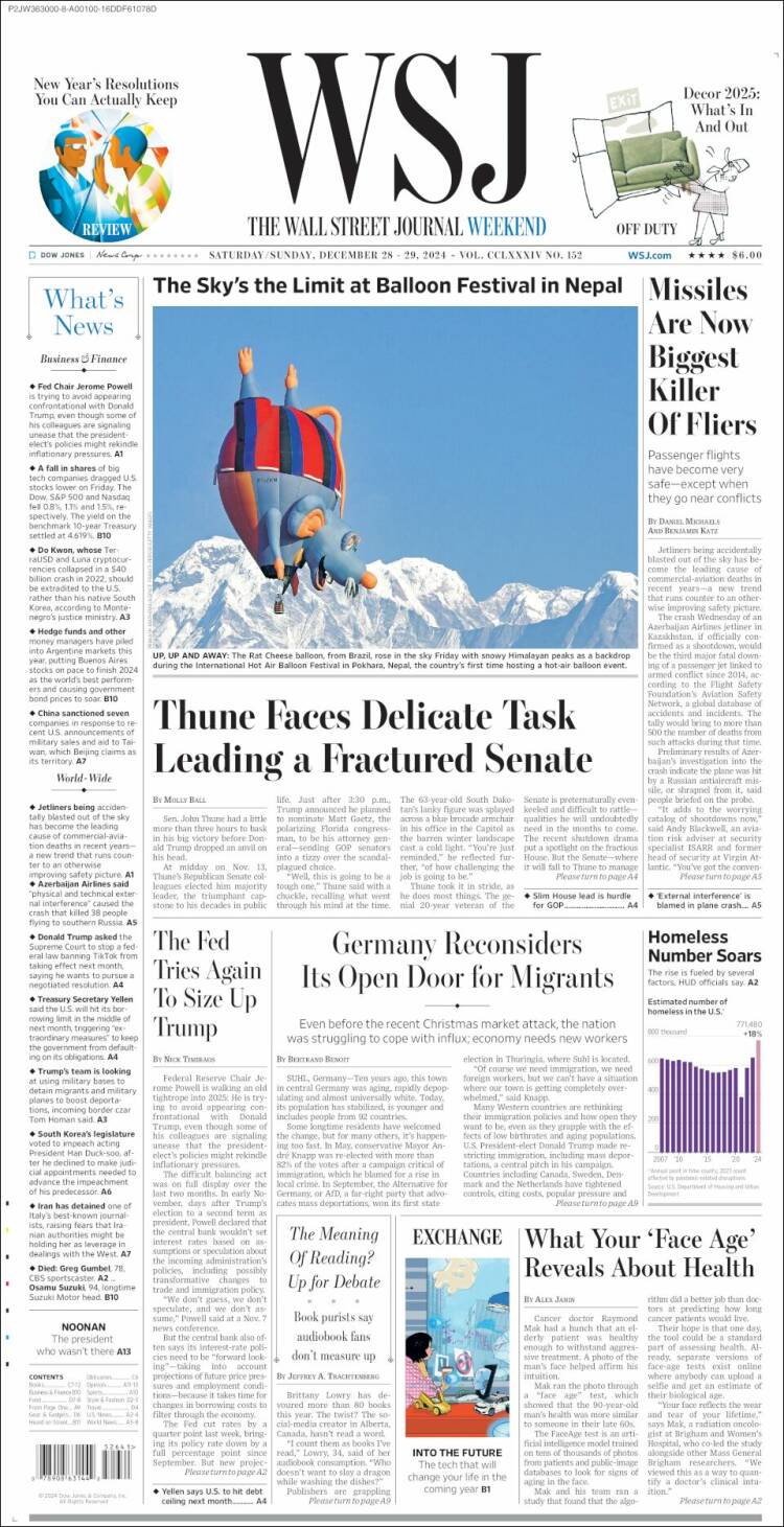 Portada de Wall Street Journal (USA)