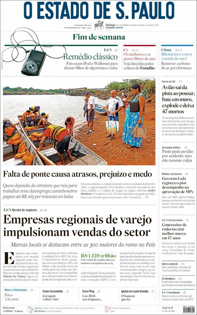 Portada de O Estado de São Paulo (Brasil)