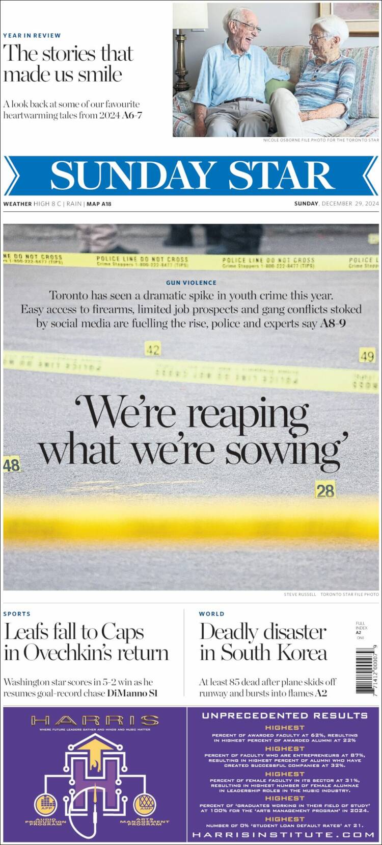 Portada de The Toronto Star (Canadá)