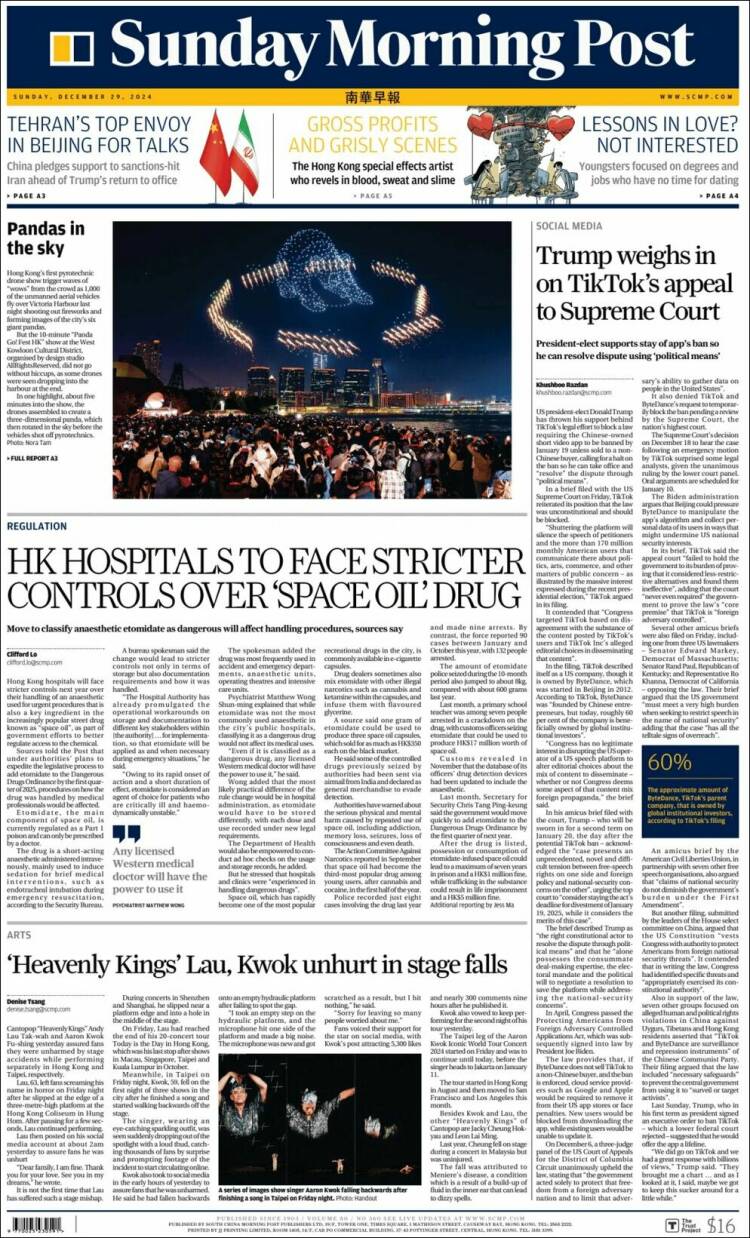 Portada de South China Morning Post (China)