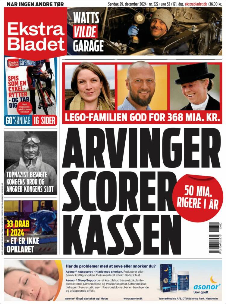 Portada de Ekstra Bladet (Dinamarca)