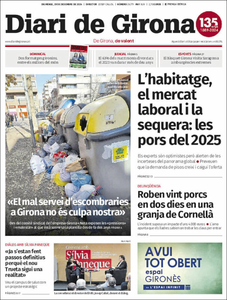 Portada de Diari de Girona (España)