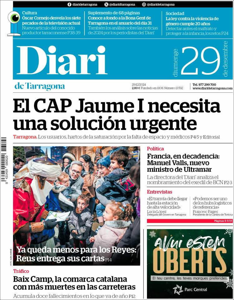Portada de Diari de Tarragona (España)