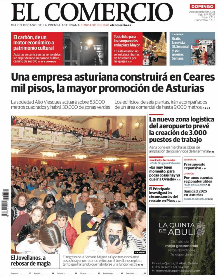Portada de El Comercio - Gijón (España)
