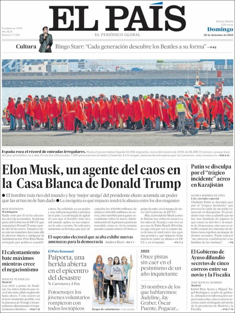 Portada de El País (España)