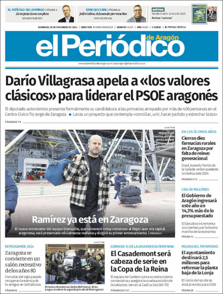 Portada de El Periódico de Aragón (España)