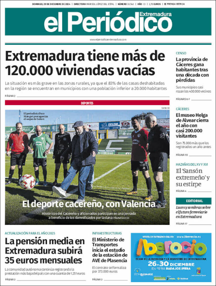 Portada de El Periódico de Extremadura (España)