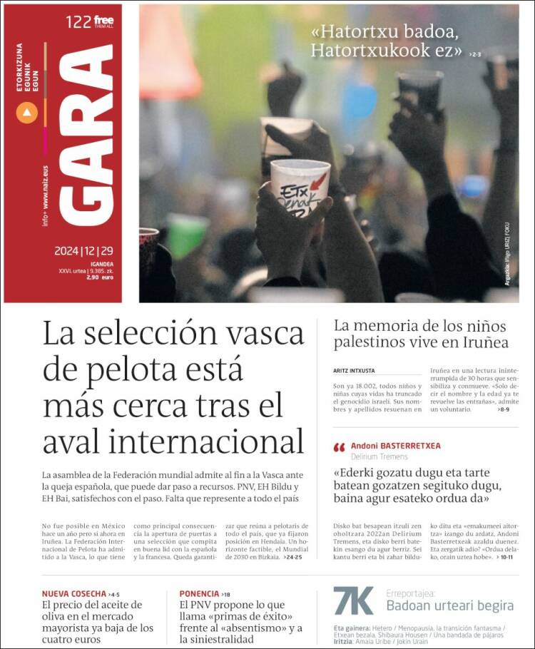Portada de Gara (España)