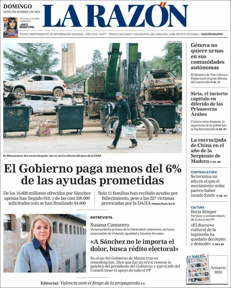 Portada de La Razón (España)