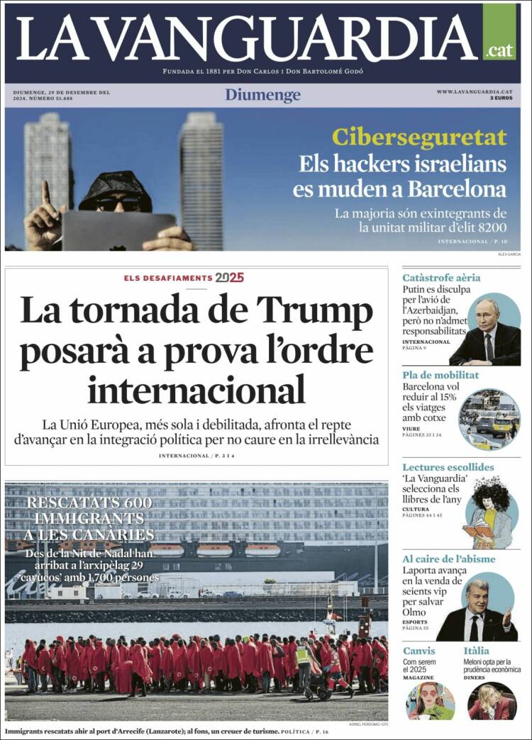 Portada de La Vanguardia (España)