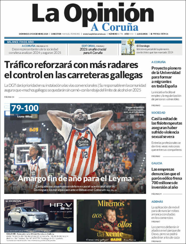 Portada de La Opinión de A Coruña (España)