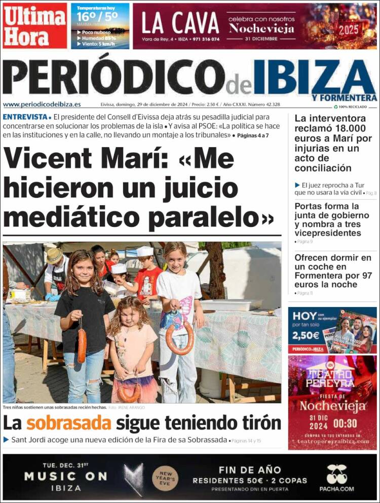 Portada de Periódico de Ibiza (España)