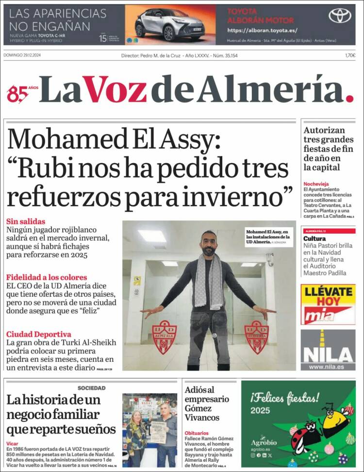 Portada de La Voz de Almería (España)
