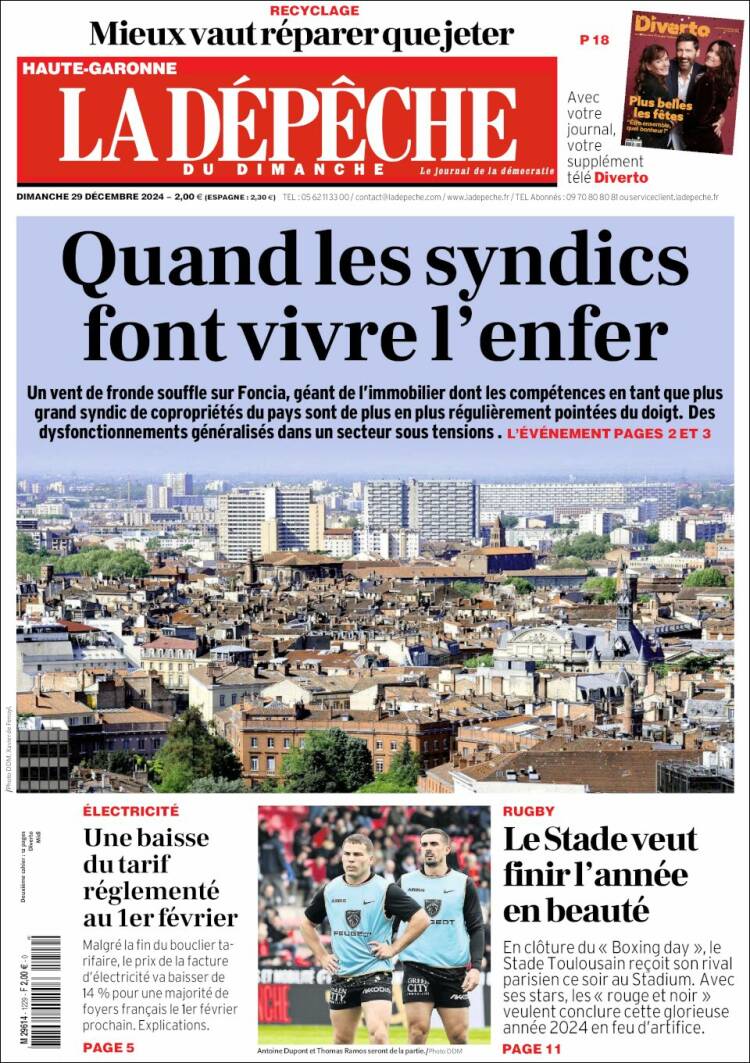 Portada de La Dépêche du Midi (Francia)