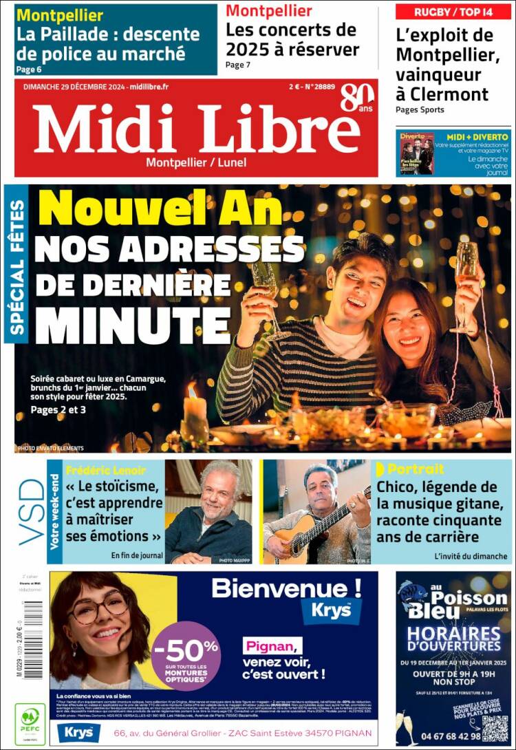 Portada de Midi Libre (Francia)