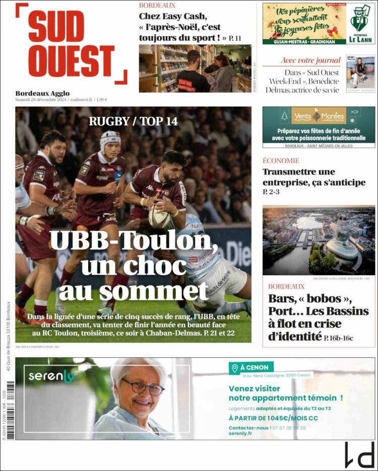 Portada de Sud Ouest (Francia)