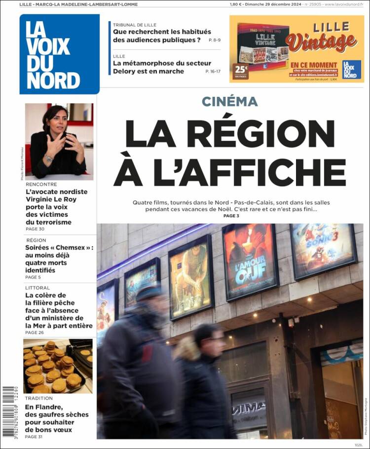 Portada de La Voix du Nord (Francia)
