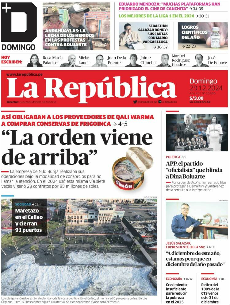 Portada de La Republica (Per&uacute;)