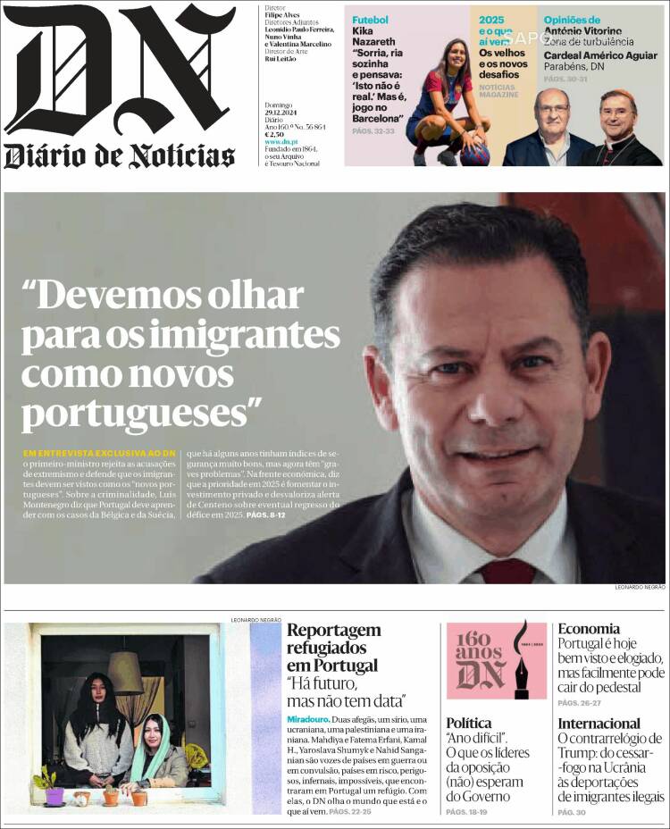 Portada de Diário de Noticias (Portugal)