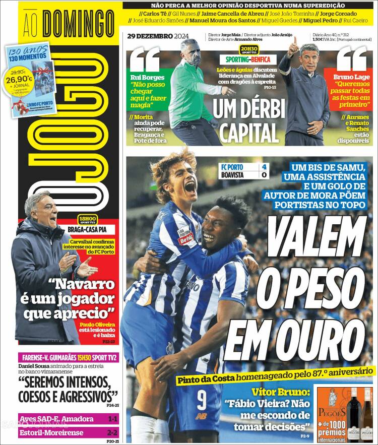 Portada de O Jogo (Portugal)