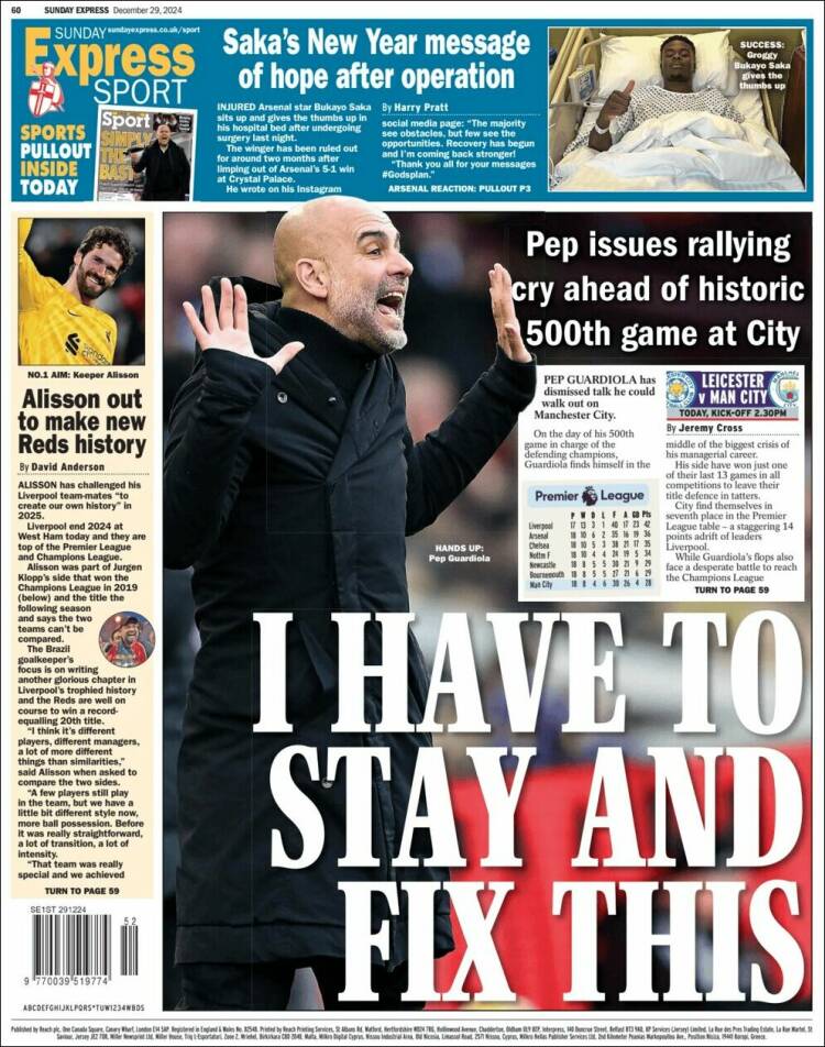 Portada de Express Sport (Reino Unido)