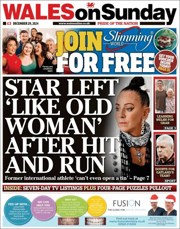 Portada de Western Mail (Reino Unido)