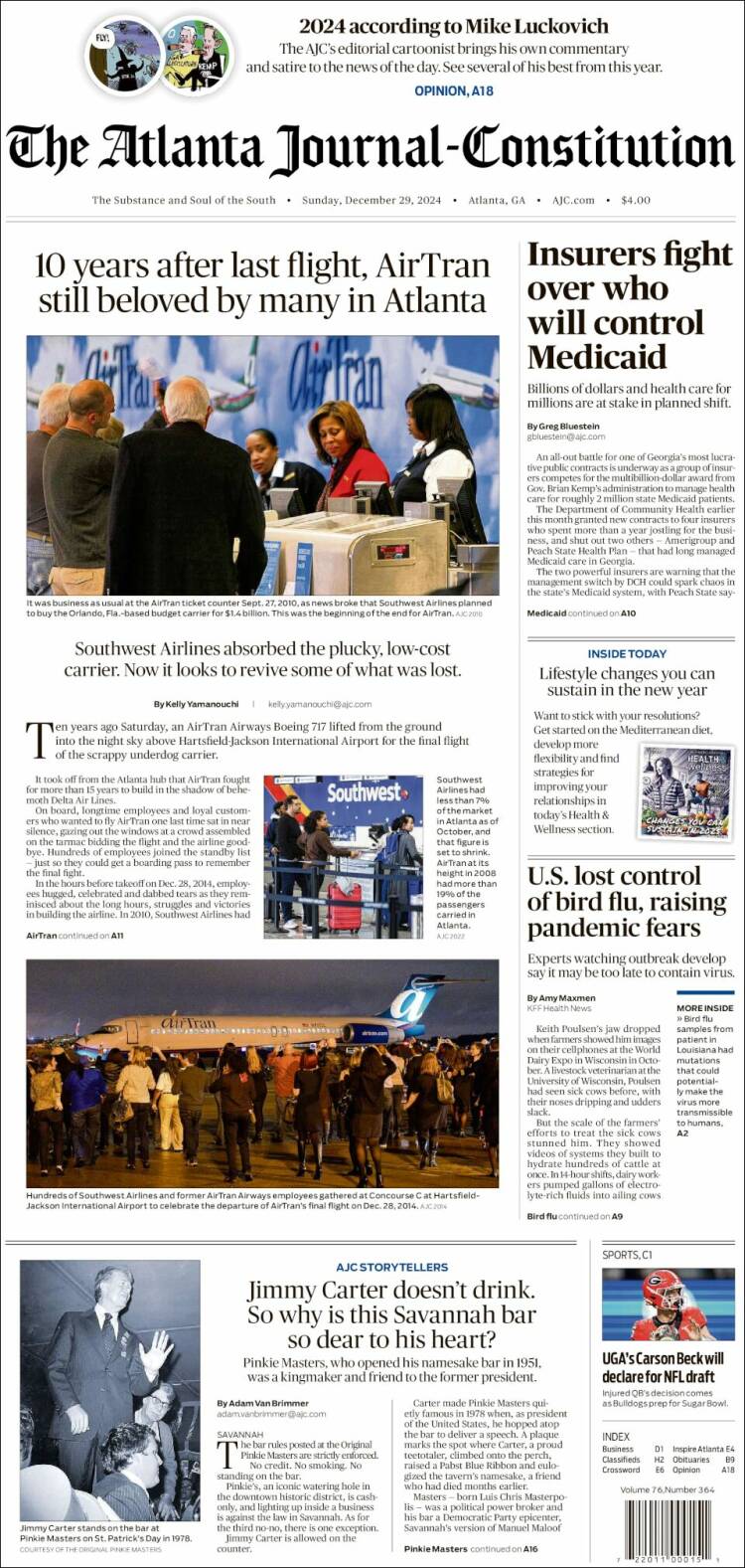Portada de The Atlanta Journal-Constitution (USA)