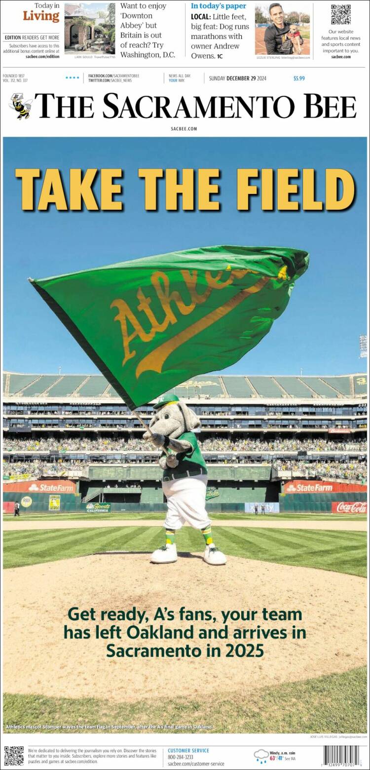 Portada de The Sacramento Bee (USA)