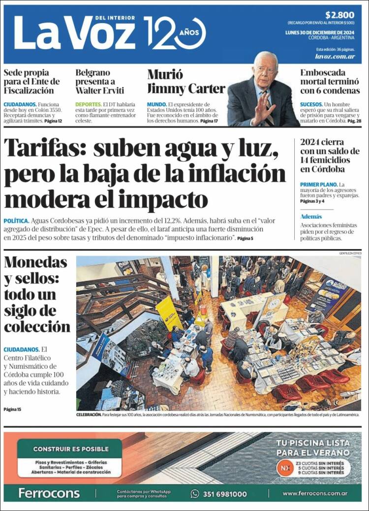 Portada de La Voz del Interior (Argentina)