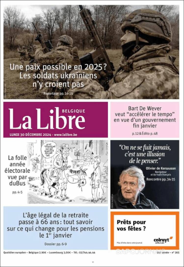 Portada de La Libre.be (B&eacute;lgica)