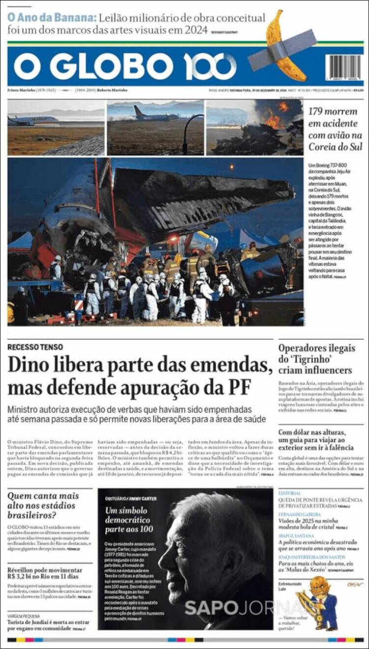 Portada de O Globo (Brasil)