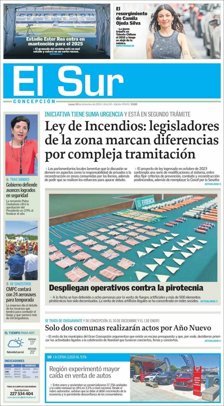 Portada de El Sur (Chile)