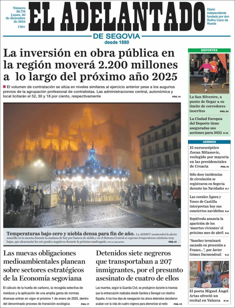 Portada de El Adelantado de Segovia (España)