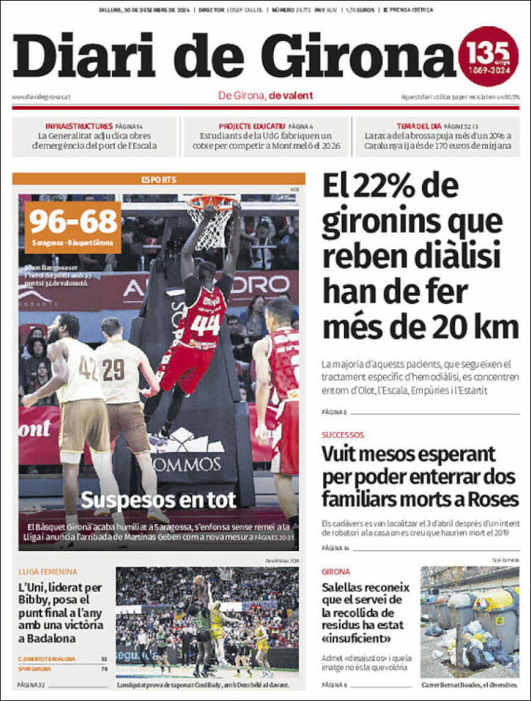Portada de Diari de Girona (España)