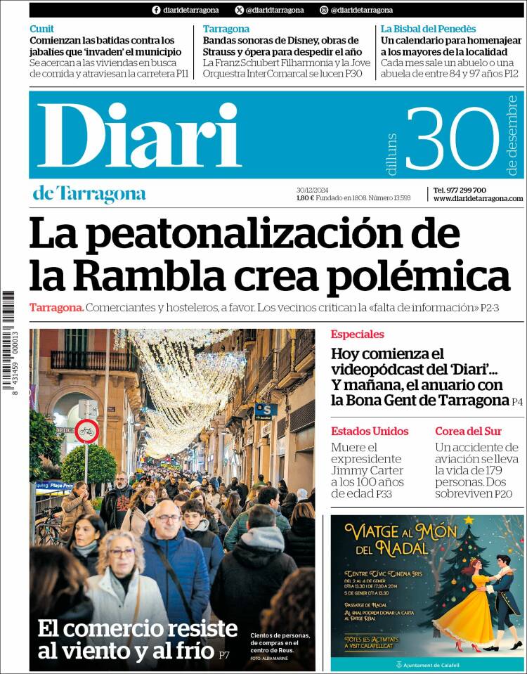 Portada de Diari de Tarragona (España)