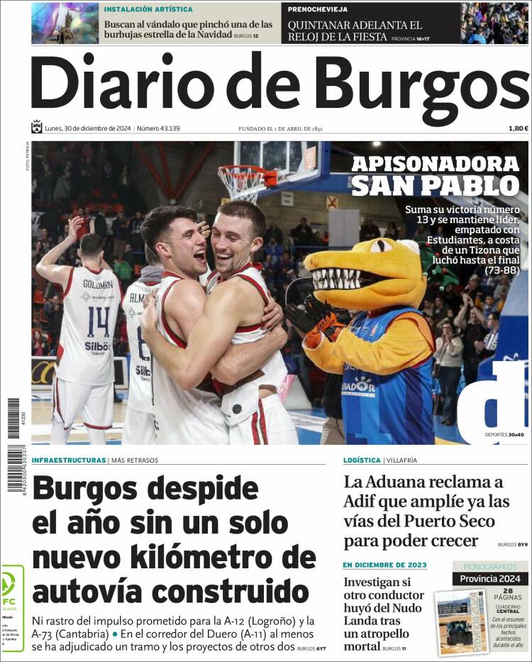Portada de Diario de Burgos (España)