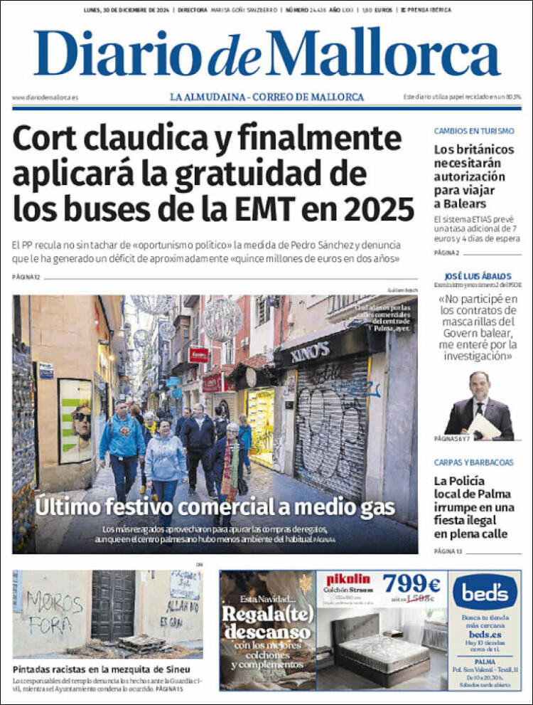 Portada de Diario de Mallorca (España)