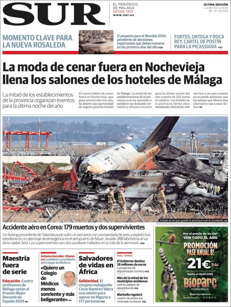 Portada de Diario el Sur (España)