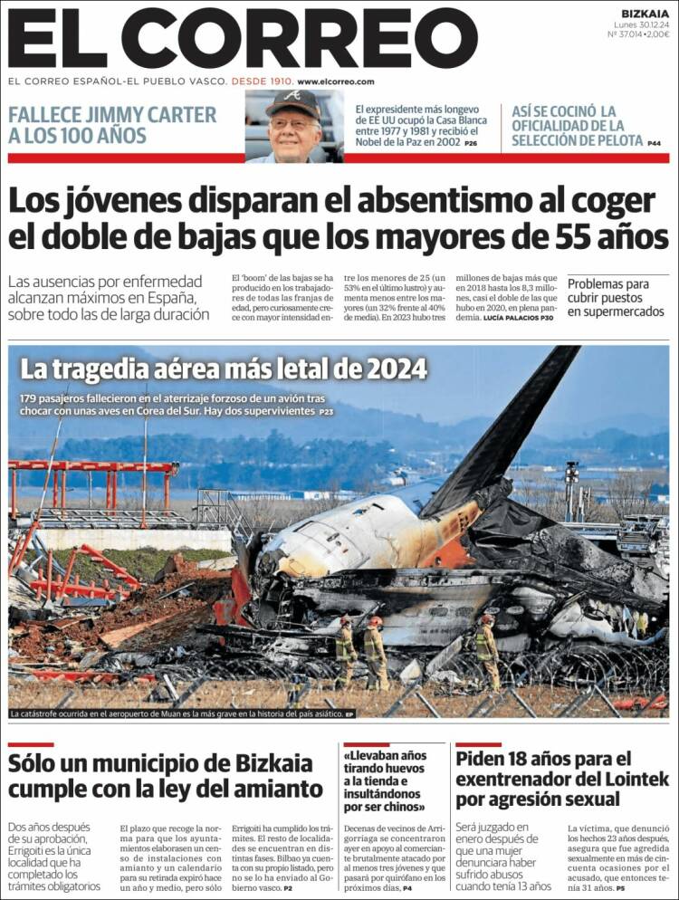 Portada de El Correo (España)