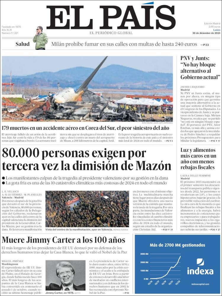 Portada de El País (España)