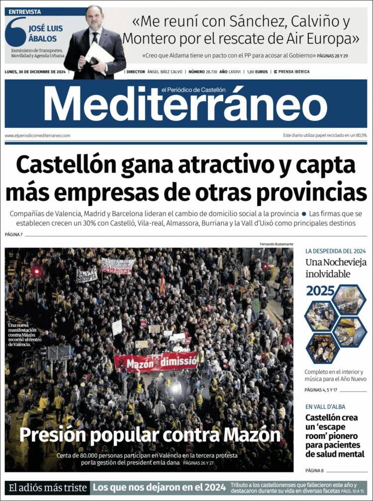 Portada de El Periódico Mediterraneo (España)