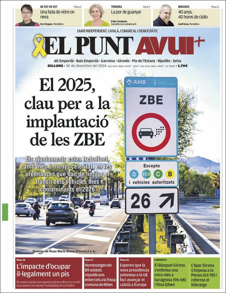 Portada de El Punt Avui - Girona (España)