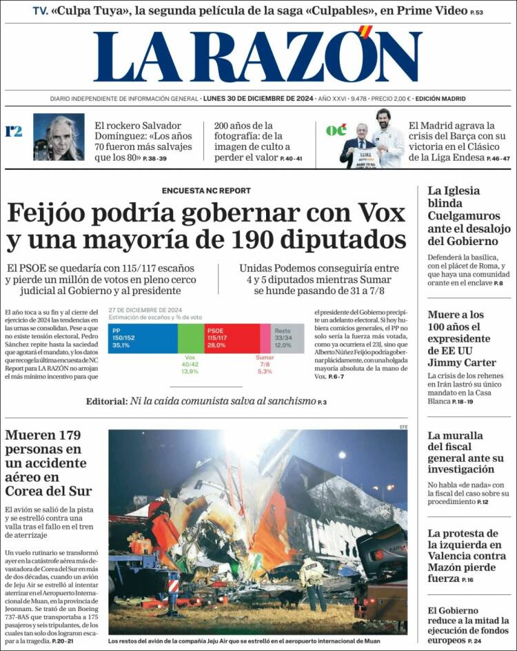 Portada de La Razón (España)