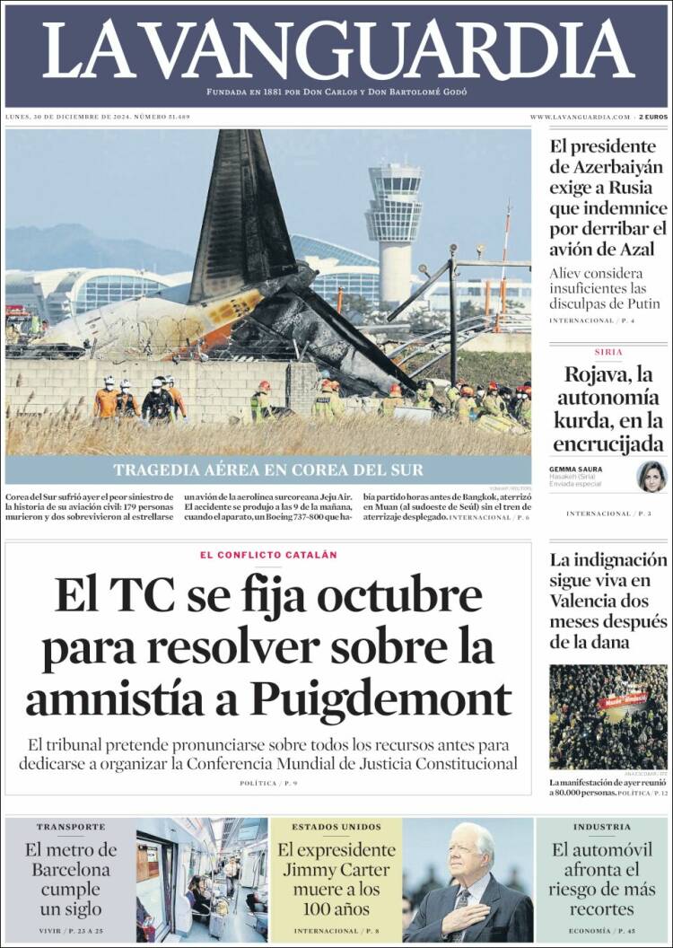 Portada de La Vanguardia (España)