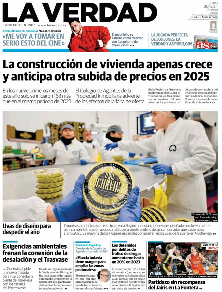 Portada de La Verdad de Murcia (España)