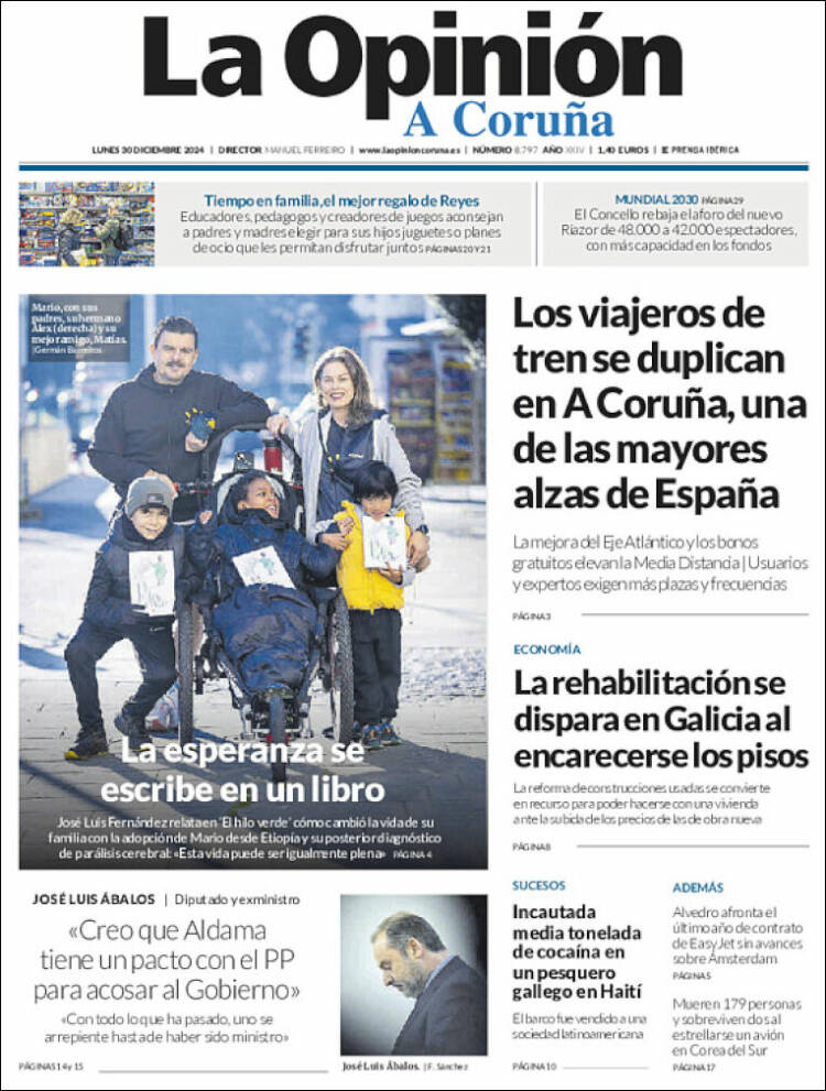 Portada de La Opinión de A Coruña (España)