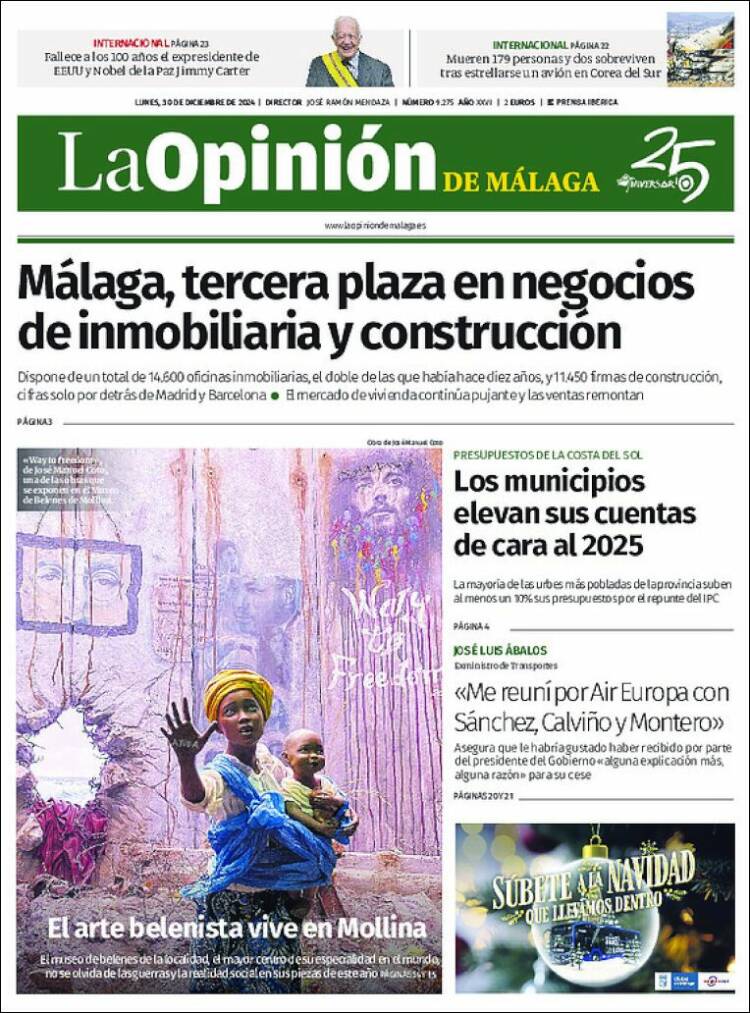 Portada de La Opinión de Málaga (España)