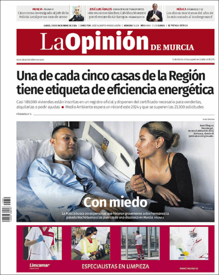 Portada de La Opinión de Murcia (España)
